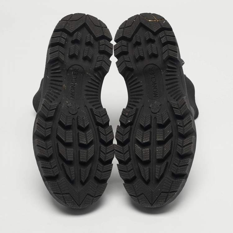 Pre Owned حذاء بوت مونكلر نيوي جلد وقماش رمادي مطاطي مقاس 38