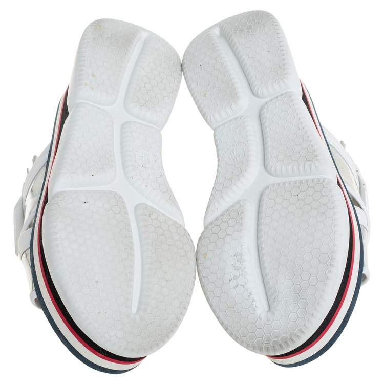 Pre Owned Moncler White/Silver Patent and  Leather Zelda Platform Sandals Size 37