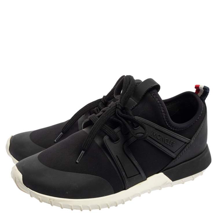 Pre Owned Moncler Black Knit Fabric And Rubber Meline Lace Up Sneakers Size 36