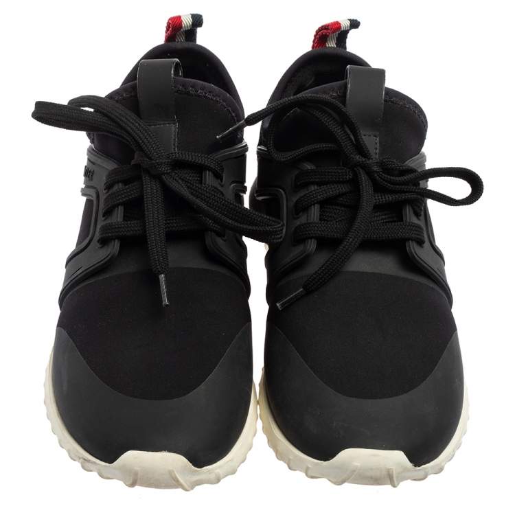 Pre Owned Moncler Black Knit Fabric And Rubber Meline Lace Up Sneakers Size 36