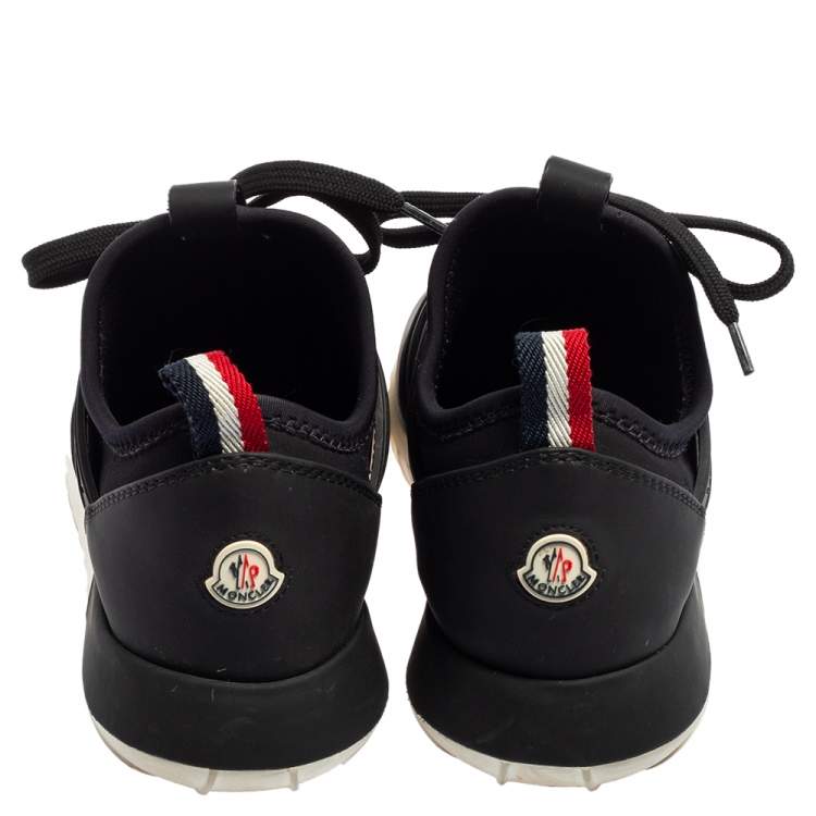 Pre Owned Moncler Black Knit Fabric And Rubber Meline Lace Up Sneakers Size 36