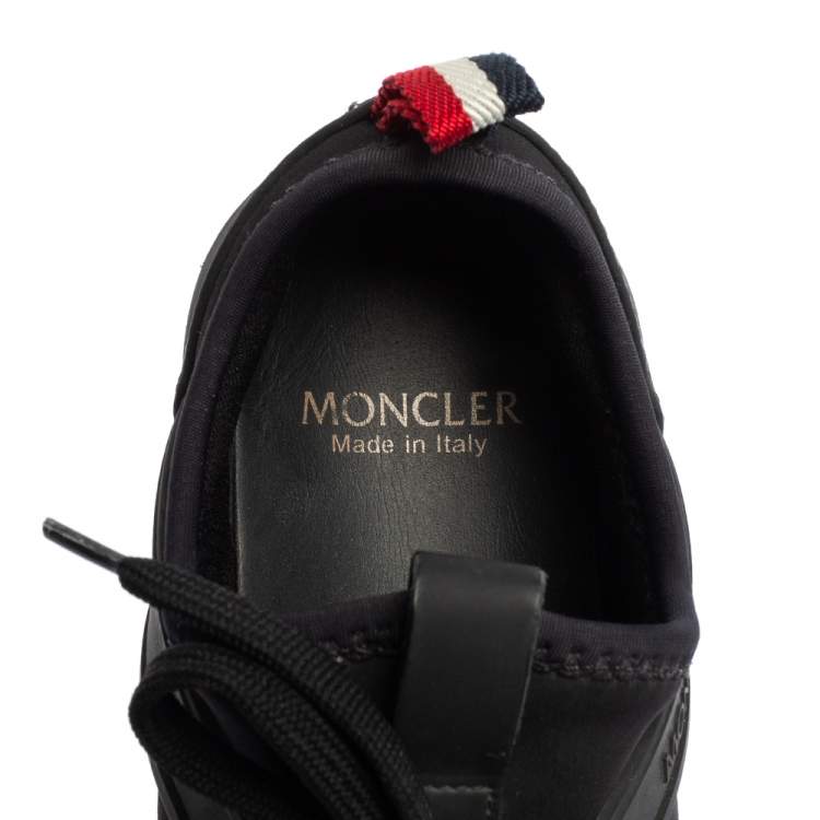 Pre Owned Moncler Black Knit Fabric And Rubber Meline Lace Up Sneakers Size 36
