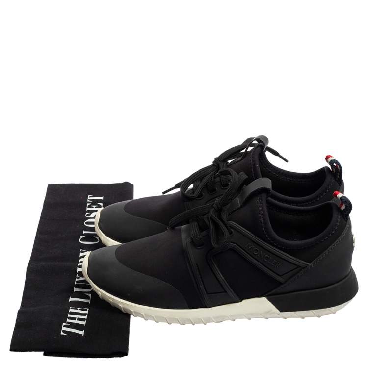 Pre Owned Moncler Black Knit Fabric And Rubber Meline Lace Up Sneakers Size 36