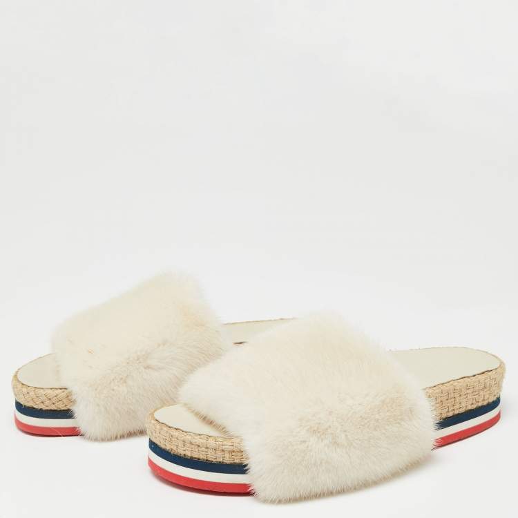 Louis Vuitton Beige Shearling Fur Flat Slides Size 39 Louis Vuitton | The  Luxury Closet