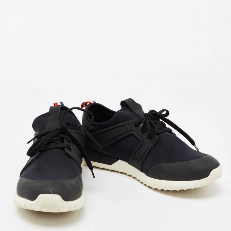 Pre Owned Moncler Black/Navy Blue Neoprene Emilien Lace-Up Sneakers Size 40