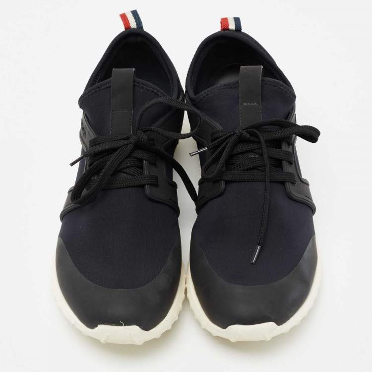 Pre Owned Moncler Black/Navy Blue Neoprene Emilien Lace-Up Sneakers Size 40