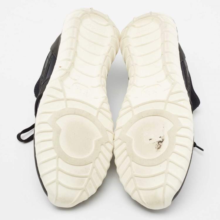 Pre Owned Moncler Black/Navy Blue Neoprene Emilien Lace-Up Sneakers Size 40