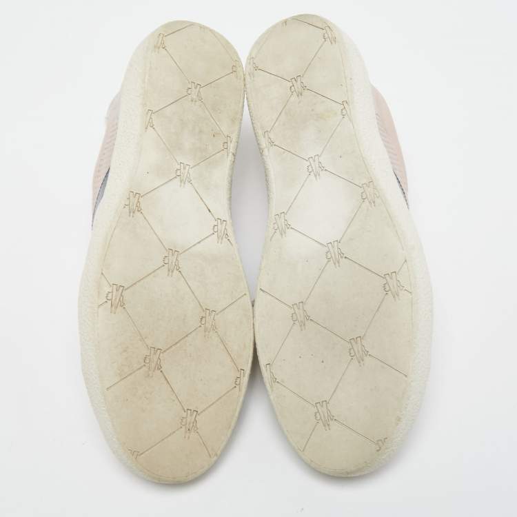 Pre Owned Moncler Pink Perforated Leather Ryegrass Sneakers Size 37