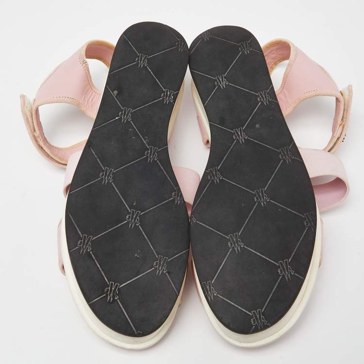 Pre Owned Moncler Pink Leather and Elastic Platform Sandals Size 38