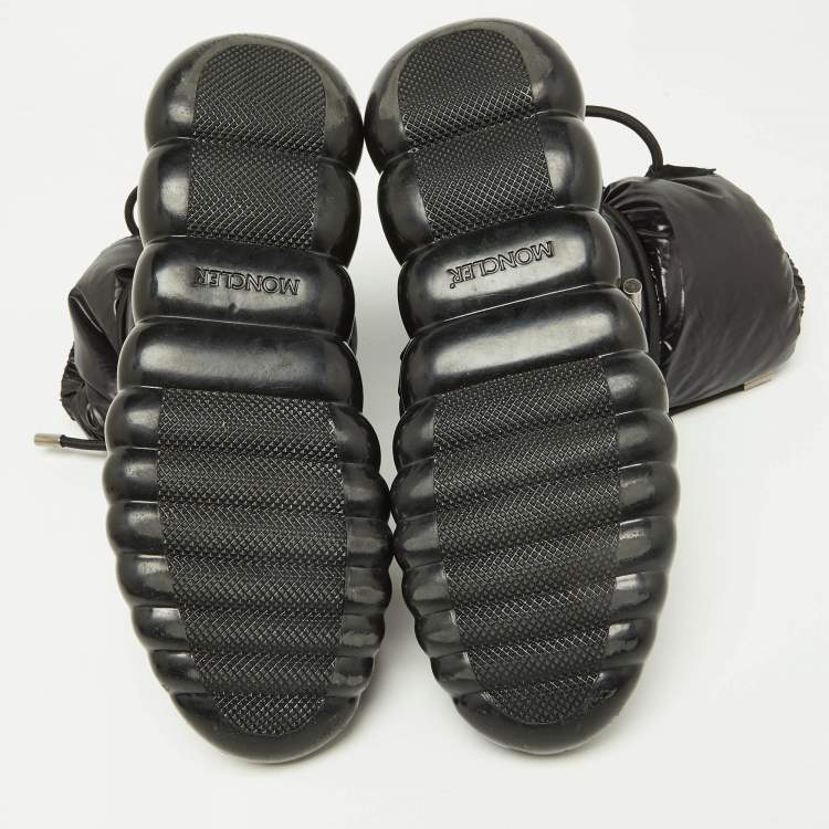 Pre Owned Moncler Black Fabric and Suede Lace Up Ankle Boots Size 40