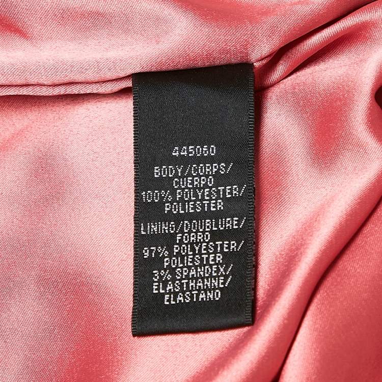 Pre Owned Monique Lhuillier Pink Crepe Ruffled Asymmetric Midi Dress L