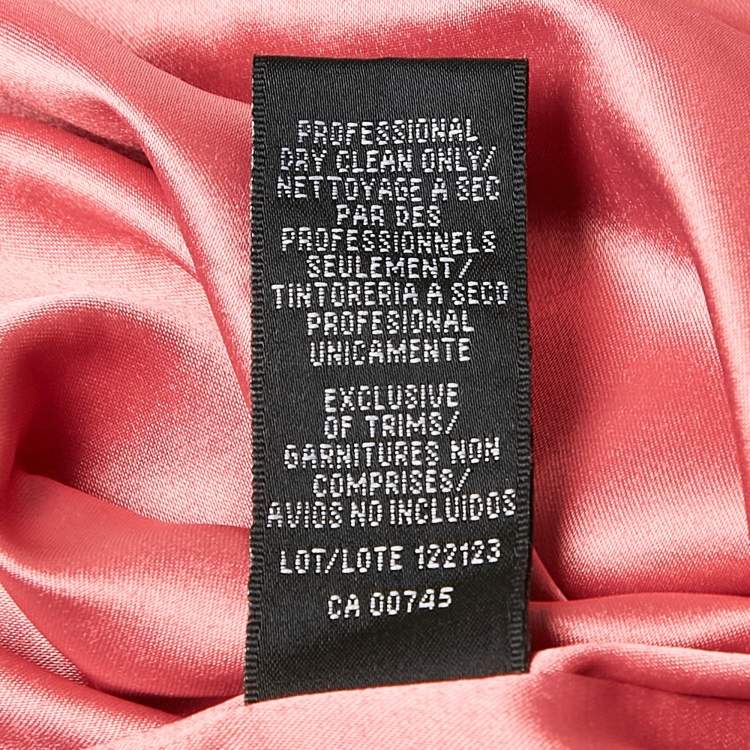 Pre Owned Monique Lhuillier Pink Crepe Ruffled Asymmetric Midi Dress L