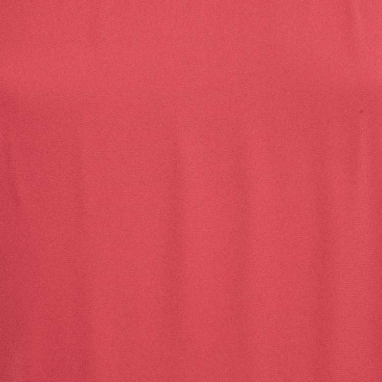 Pre Owned Monique Lhuillier Pink Crepe Ruffled Asymmetric Midi Dress L