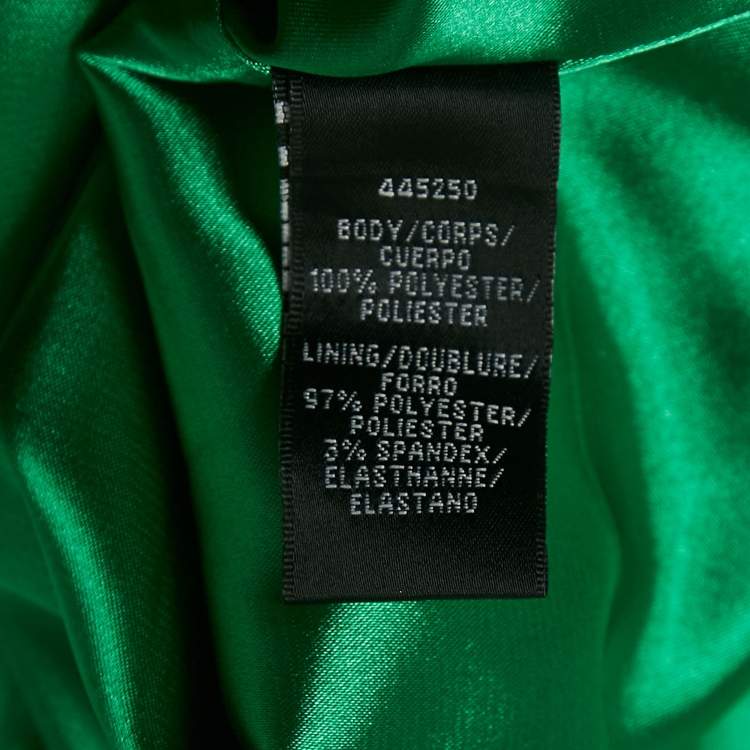 Pre Owned Monique Lhuillier Green Crepe Ruffled Maxi Slip Dress M