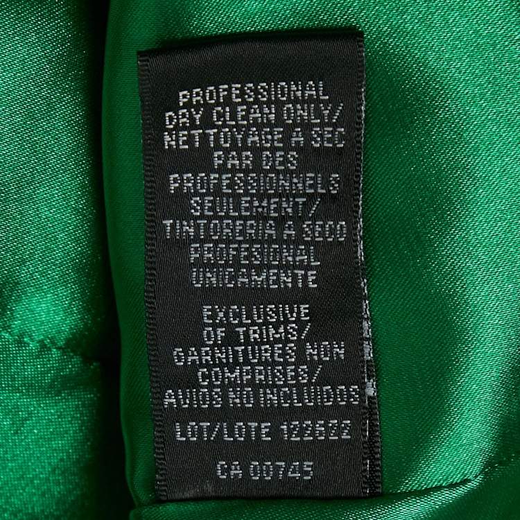 Pre Owned Monique Lhuillier Green Crepe Ruffled Maxi Slip Dress M