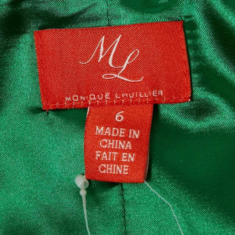 Pre Owned Monique Lhuillier Green Crepe Ruffled Maxi Slip Dress M