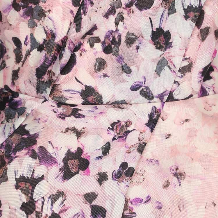 Pre Owned Monique Lhuillier Multicolor Floral Printed Silk One Shoulder Dress XL