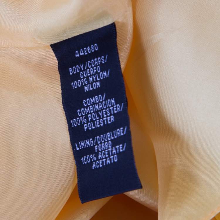 مملوكة مسبقًا ML By Monique Lhuillier Yellow Floral Lace Scalloped Trim Detail V-Neck Dress M