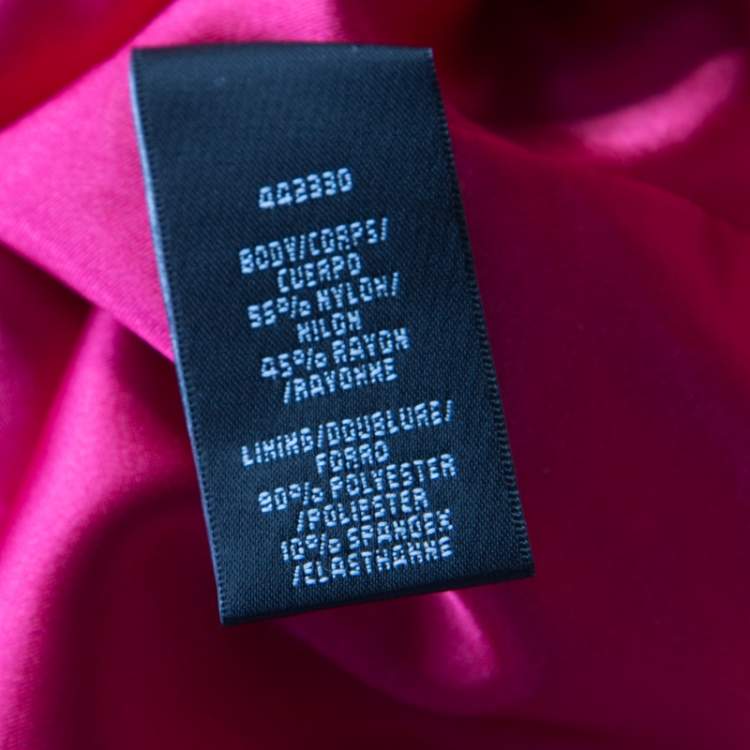 Pre Owned ML by Monique Lhuillier Pink Floral Lace Scalloped Trim Cut Out Back Detail Dress M