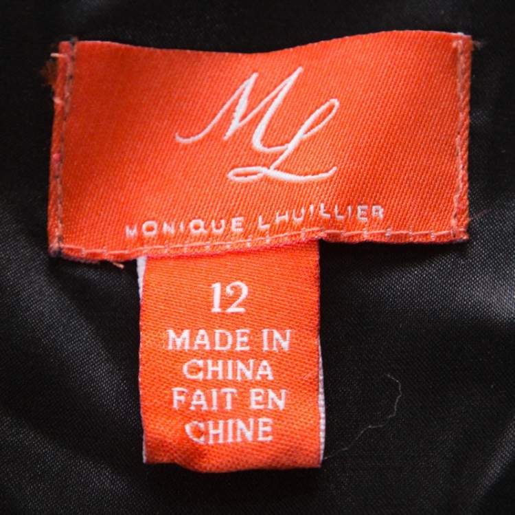 Pre Owned ML by Monique Lhuillier Black Stretch Crepe Cold Shoulder Cocktail Dress L 