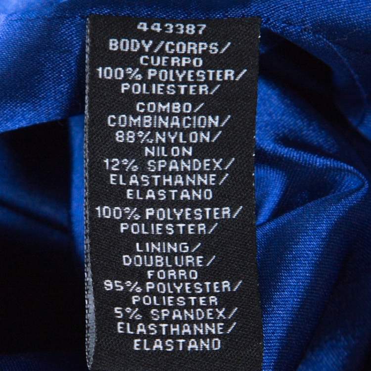 Pre Owned ML Monique Lhuillier Blue Beaded Detail Faille Trumpet Gown L 