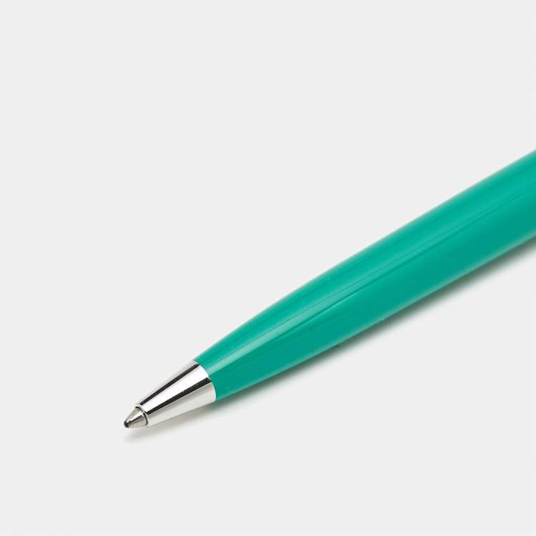 Pre Owned Montblanc Green Resin Silver Tone Ballpoint Pen