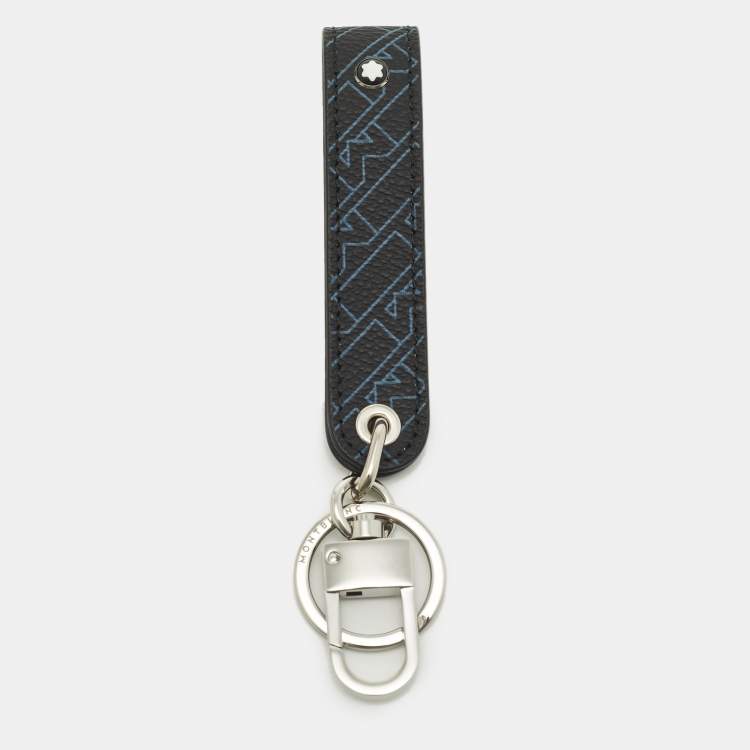 Pre Owned Montblanc Sartorial Loop Key Fob Black/Blue M_Gram Coated Canvas