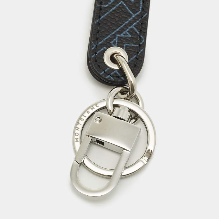 Pre Owned Montblanc Sartorial Loop Key Fob Black/Blue M_Gram Coated Canvas