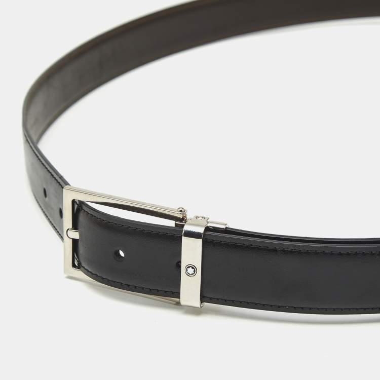 Pre Owned Montblanc Rectangular Buckle Reversible Belt Black/Brown Leather