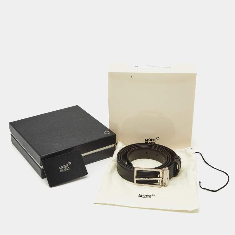 Pre Owned Montblanc Rectangular Buckle Reversible Belt Black/Brown Leather