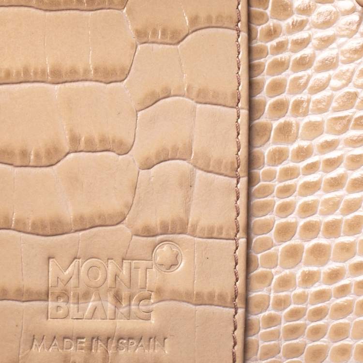 Pre Owned Montblanc Beige Croc Embossed Leather Key Holder
