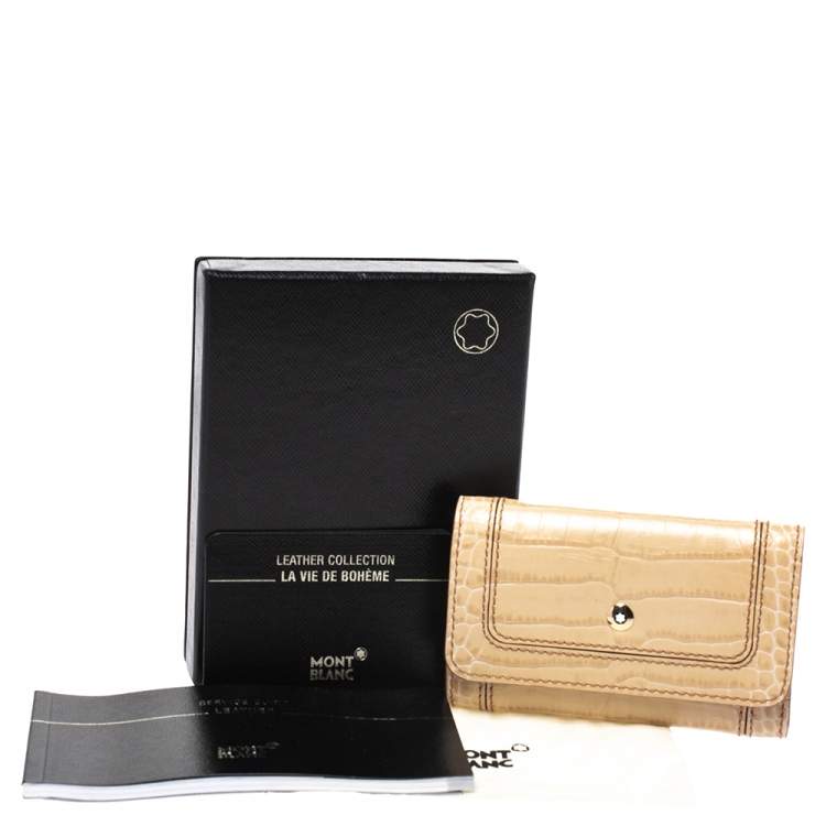 Pre Owned Montblanc Beige Croc Embossed Leather Key Holder