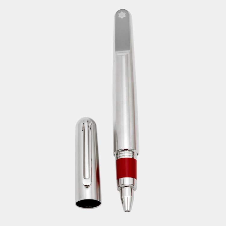 Pre Owned Montblanc RED Signature Brushed Silver Tone Rollerball Pen