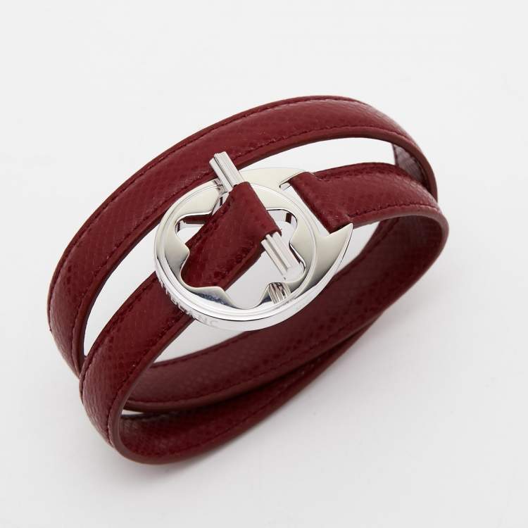 مملوكة مسبقًا Mont Blanc Hold Me Tight Leather Sterling Silver Bracelet