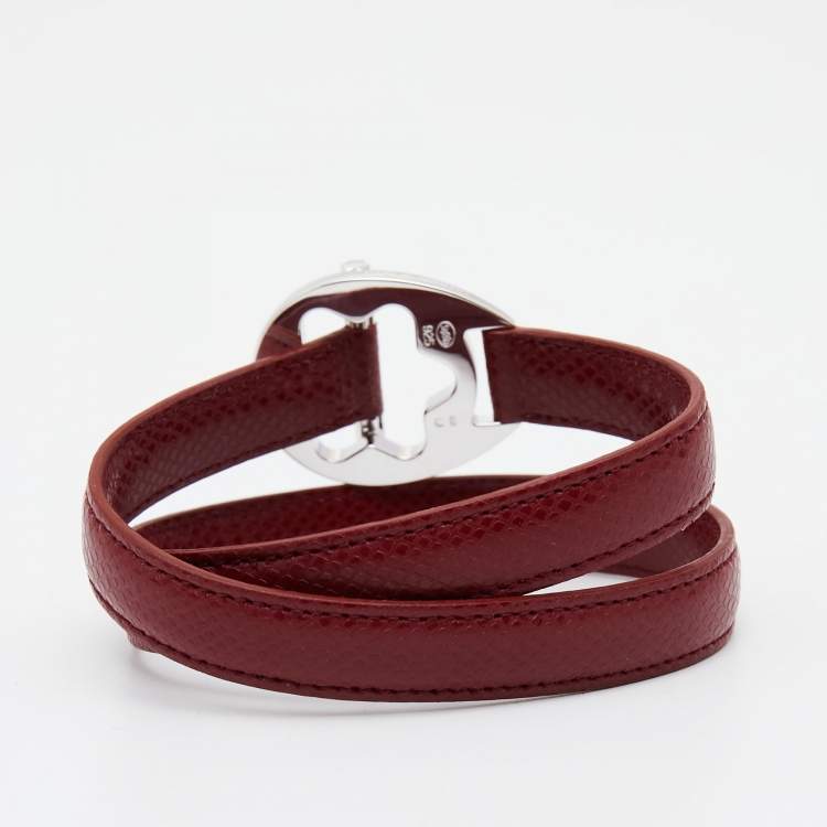مملوكة مسبقًا Mont Blanc Hold Me Tight Leather Sterling Silver Bracelet