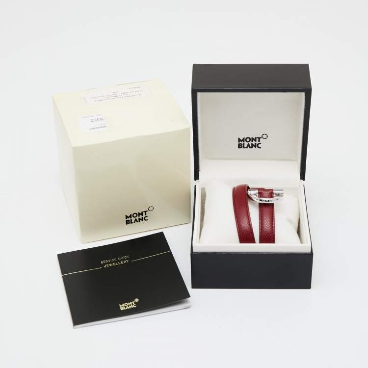 مملوكة مسبقًا Mont Blanc Hold Me Tight Leather Sterling Silver Bracelet