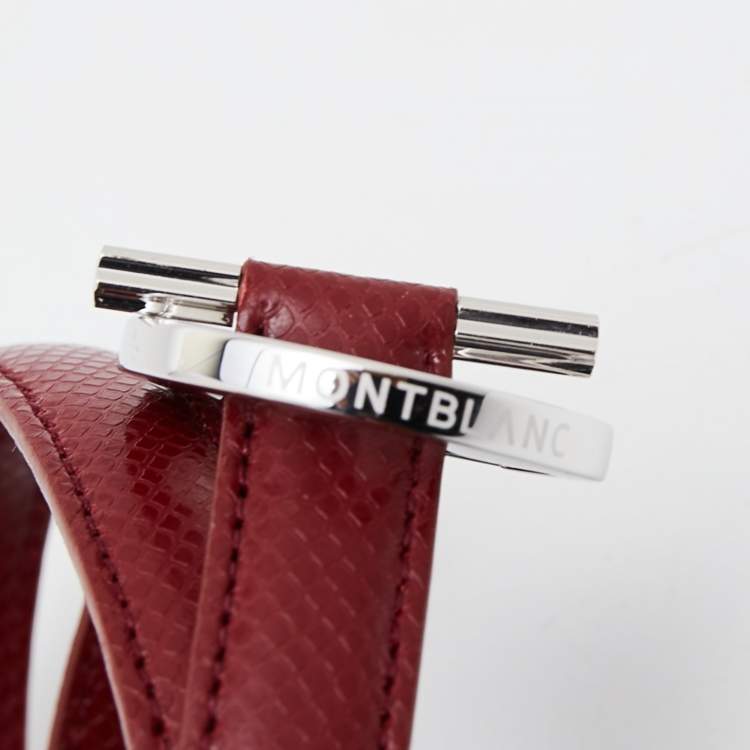 مملوكة مسبقًا Mont Blanc Hold Me Tight Leather Sterling Silver Bracelet
