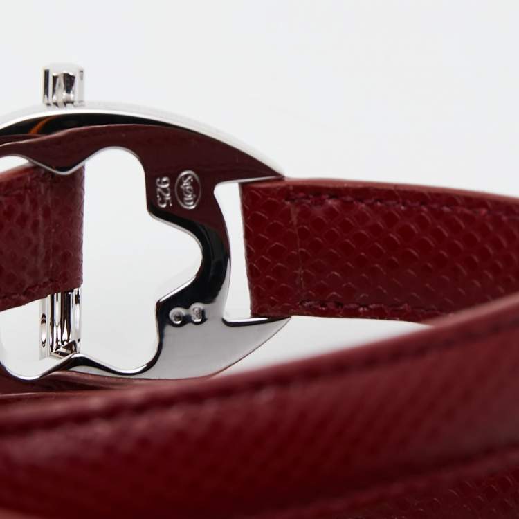 مملوكة مسبقًا Mont Blanc Hold Me Tight Leather Sterling Silver Bracelet