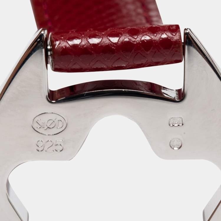 Pre Owned Mont Blanc Hold Me Tight Leather Sterling Silver Bracelet