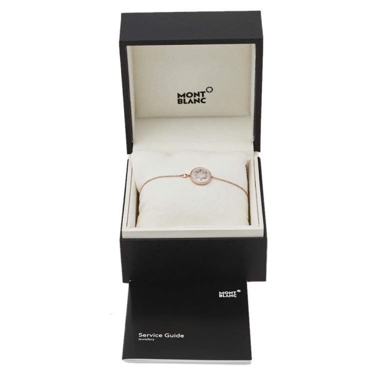 Pre Owned Montblanc Signet Mother of Pearl Diamond 18K Rose Gold Bracelet