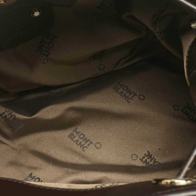 Pre Owned Montblanc Olive Green/Dark Brown Nylon Small Starisma Dalila Drawstring Bag