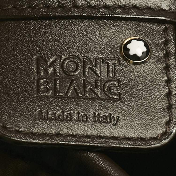 Pre Owned Montblanc Olive Green/Dark Brown Nylon Small Starisma Dalila Drawstring Bag