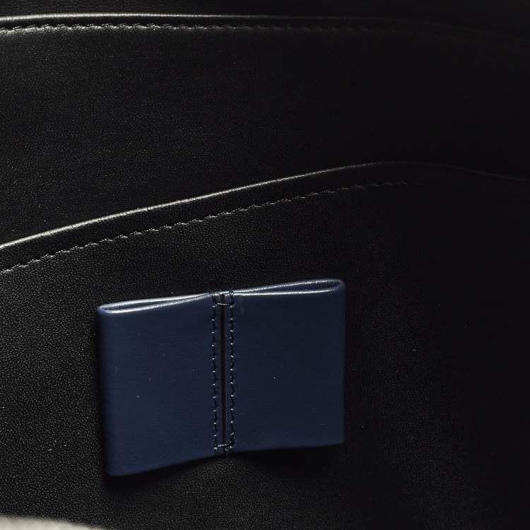 Pre Owned Montblanc Meisterstuck Medium Navy Blue Leather Briefcase