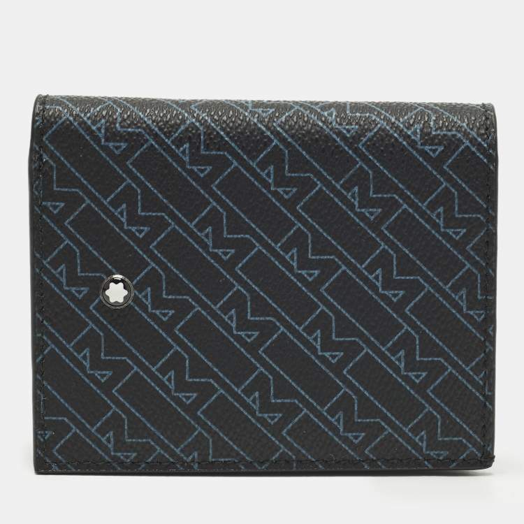 Pre Owned Montblanc Black/Blue M Gram Coated Canvas Bifold Wallet
