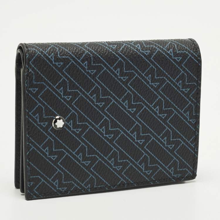 Pre Owned Montblanc Black/Blue M Gram Coated Canvas Bifold Wallet