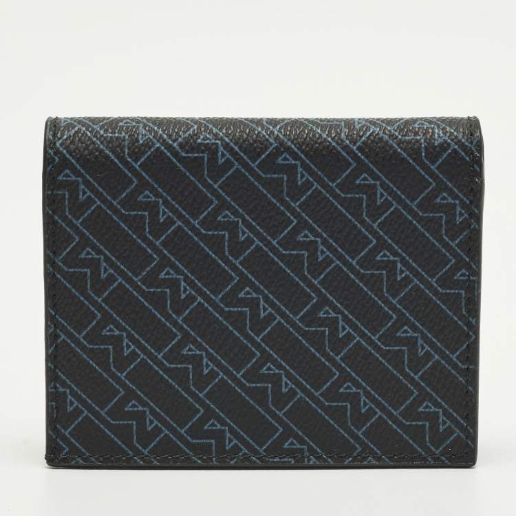 Pre Owned Montblanc Black/Blue M Gram Coated Canvas Bifold Wallet
