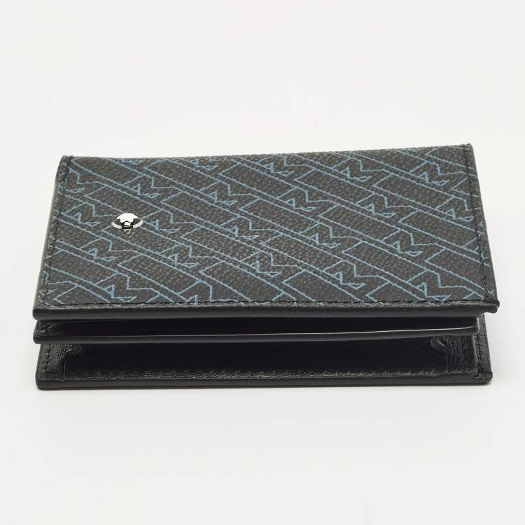 Pre Owned Montblanc Black/Blue M Gram Coated Canvas Bifold Wallet