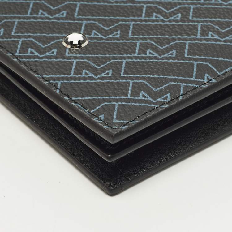 Pre Owned Montblanc Black/Blue M Gram Coated Canvas Bifold Wallet