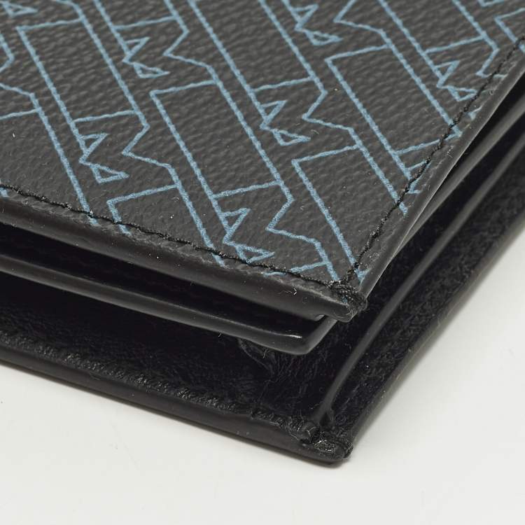 Pre Owned Montblanc Black/Blue M Gram Coated Canvas Bifold Wallet