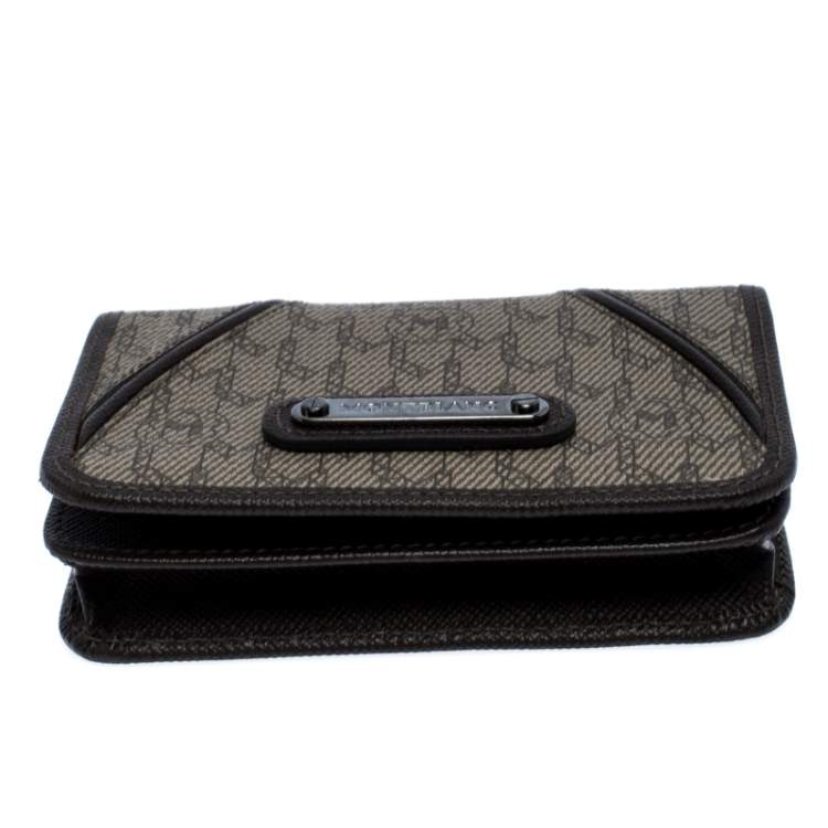 Pre Owned Montblanc Beige/Brown Signature Coated Canvas Business Card Holder